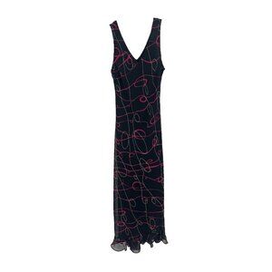 Mary McFaddon Couture 90s Y2K Maxi Slip Dress Black Pink Sz 6